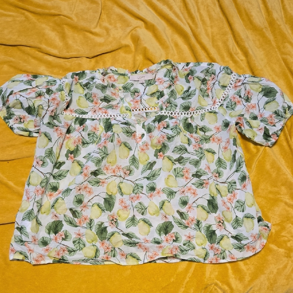 LOFT Lemon Floral Print Blouse